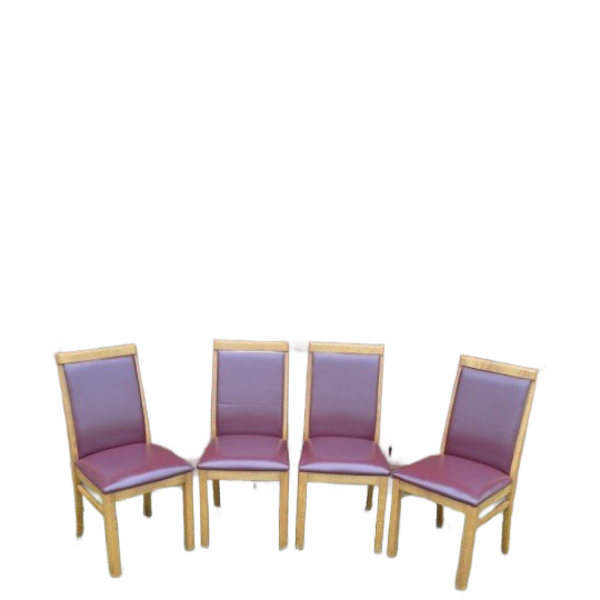 Eiken Stoelen Met Bordeaux Rood Leer 4 Stuks 1