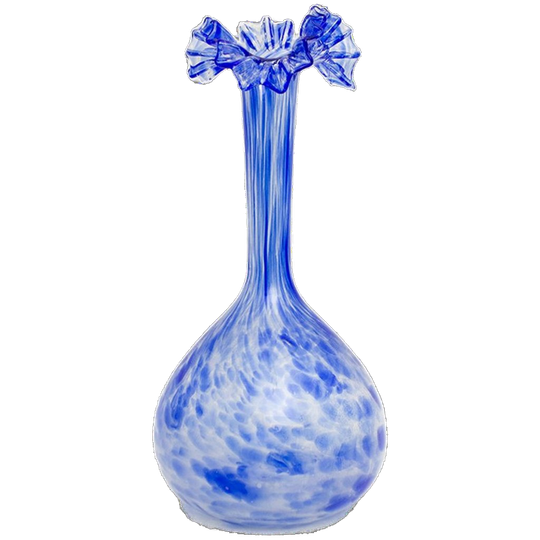 Vintage Glazen Korenblauw Gevlekte Vaas 1