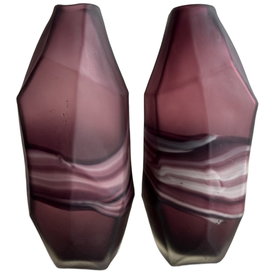 Amethyst And White Swirl Glass Vase Set 1