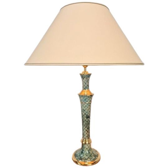 Vintage Italiaanse Geglazuurde Keramische Tafellamp ´70 1