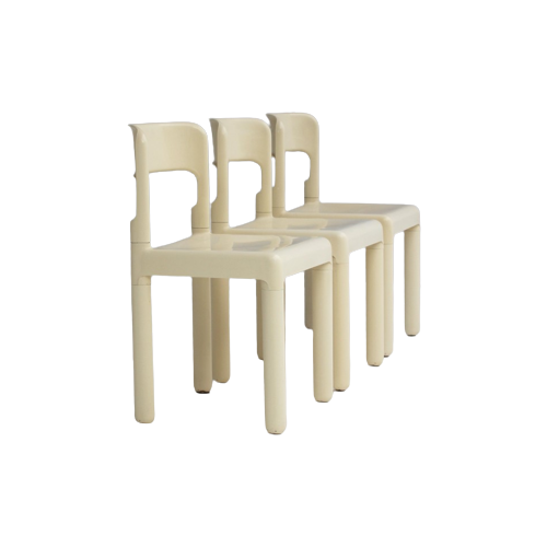 Elco White Desco Chairs By C. Hauner 1970S.
