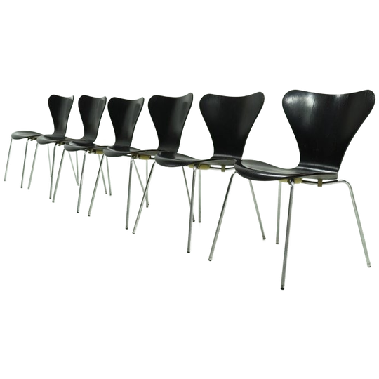 Set Of 6 Butterfly Chairs Model 3107 By Arne Jacobsen For Fritz Hansen 1990s 1