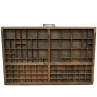 Brocante, Bruine Antieke Houten Letterbak, Wanddecoratie I