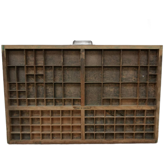 Brocante, Bruine Antieke Houten Letterbak, Wanddecoratie I 1