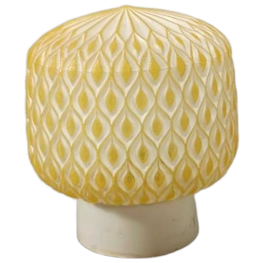 Vintage Glazen Plafondlamp, Wit En Geel 1