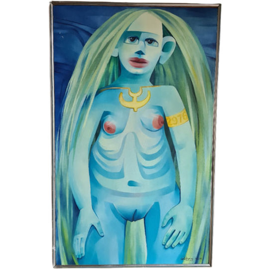 Surrealistisch Schilderij Van Een Fantasie Figuur - G. Deliège 1