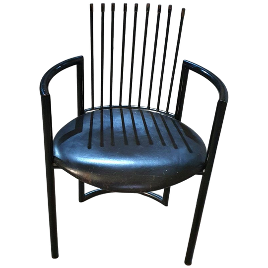 Avant-garde Chair / Leather Seat / Back Rest - Long Springs / Italy 1980s 1