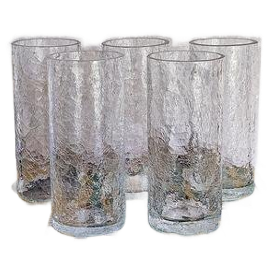 5x Cracked Glass Longdrinkglazen 1