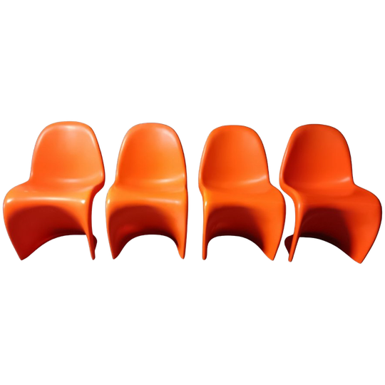 Set Van 4 Oranje Panton-stijl Stoelen 1