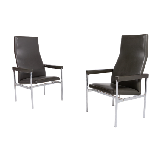 Pair Of High Back Armchairs From Fritz Hansen 1980’s Denmark 1
