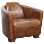 Karaktervolle En Unieke Bruine Aviator Design Fauteuil Gemaakt Van Rundleer thumbnail 1