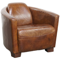 Karaktervolle En Unieke Bruine Aviator Design Fauteuil Gemaakt Van Rundleer