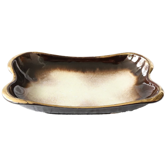 Vintage Schaal Carstens Tönnieshof Keramiek Bruin/beige/goud, West-germany Jaren '50 1