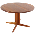 Ronde 2x Verlengbare Massief Teak Deens Eettafel Tafel Vintage thumbnail 1