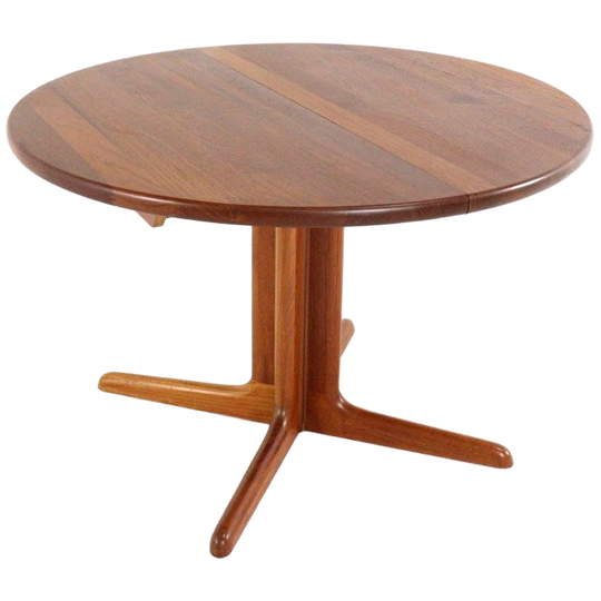 Ronde 2x Verlengbare Massief Teak Deens Eettafel Tafel Vintage 1