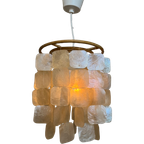 Capiz Schelpen Lamp Hanglamp Parelmoer Schelp Bamboe Frame Wit Bedrading thumbnail 1