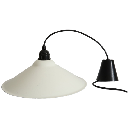 Vintage Hanglamp Wit Metaal Met Zwart Snoer, Voor 2000 1