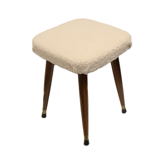 Vintage Krukje Teddy/hout Met Messing Afwerking Poten, Jaren '60/'70 1