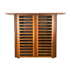 Hoge Italiaans Vintage Dressoir Kast Met Walnoot Hout En Glas thumbnail 1