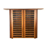 Hoge Italiaans Vintage Dressoir Kast Met Walnoot Hout En Glas