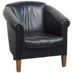 Zwarte Rundleren Clubfauteuil In Engelse Stijl Met Een Geweldig Luxe Design thumbnail 1