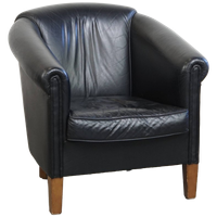 Zwarte Rundleren Clubfauteuil In Engelse Stijl Met Een Geweldig Luxe Design