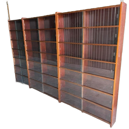 Vintage Vitrinekast Boekenkast Wandmeubel 3 Delen 1