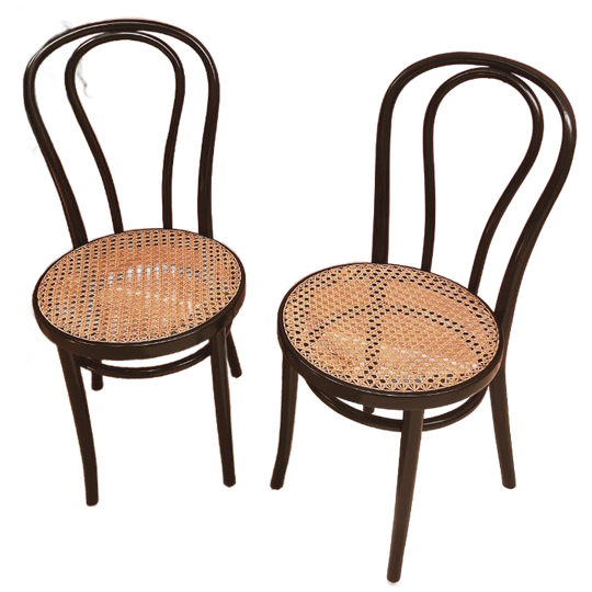 Thonet Bentwood Black Chairs With Cane 1
