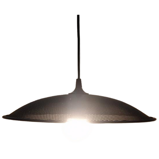 Postmoderne Vintage Geperforeerd Metaal Hanglamp Zwart. 1