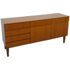 Teak Fineer Dressoir Barkast Met Lades En Klepdeuren thumbnail 1
