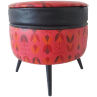 Jaren 50 / 60 Vintage Poef Opbergbox Retro Poef Voetenbank