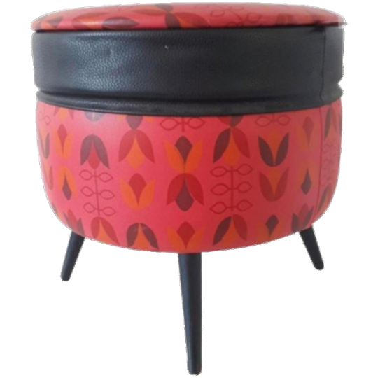 Jaren 50 / 60 Vintage Poef Opbergbox Retro Poef Voetenbank 1