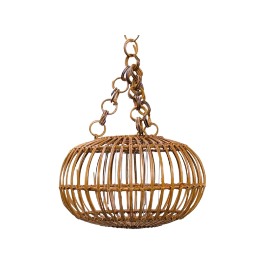 Mid Century Rotan Hanglamp, Lampenkap - Franco Albini 1