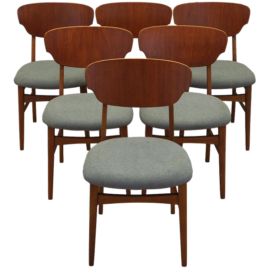 Set Of Six Teak Chairs, Danish Design, 1970s, Production: Denmark 1