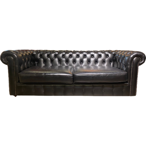 Engelse Chesterfield 3,5 Zits Bank In Zwart Old English Black