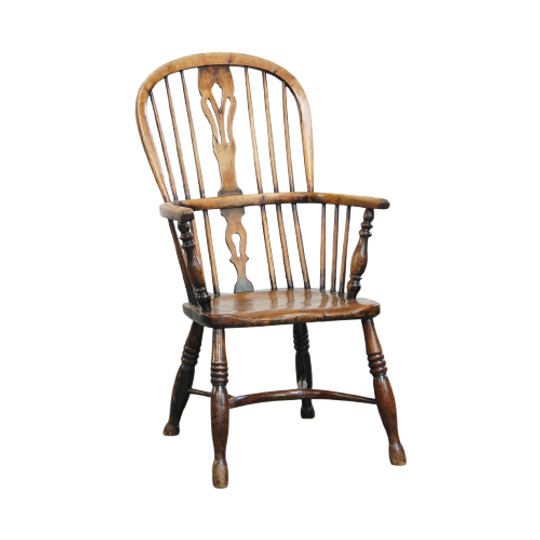 Prachtige En Praktische Antieke Engelse Highback Windsor Stoel Met Een Mooi Patina 1