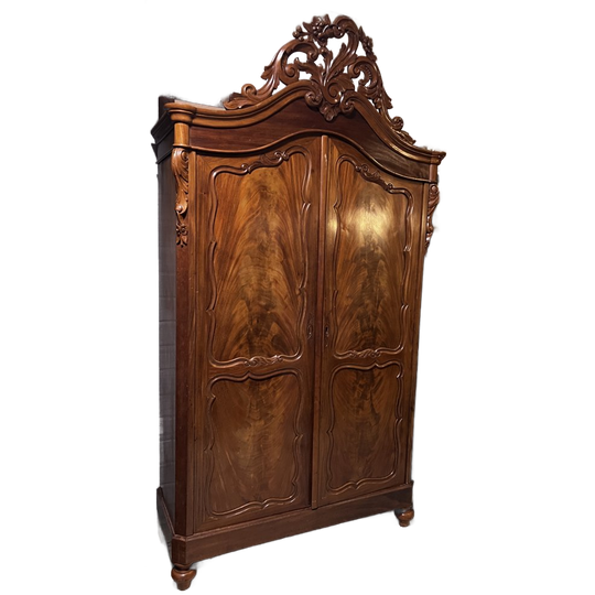 Demontabel Antiek Mahonie Kuifkastje, 117 X 215 Cm , Met Planken En Lades 1