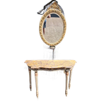 Antieke Console, Sidetable, Wandtafel Met Bijbehorende Spieg thumbnail 1