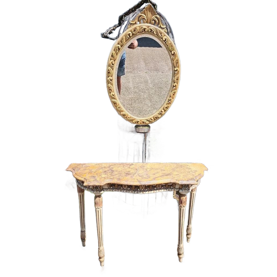 Antieke Console, Sidetable, Wandtafel Met Bijbehorende Spieg 1