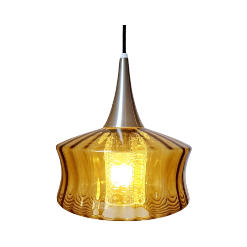 Vintage Okergele Glazen Lamp