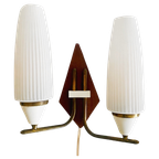 Mid-century Deens Design Dubbele Wandlamp Teak 1960’s thumbnail 1