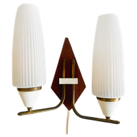 Mid-century Deens Design Dubbele Wandlamp Teak 1960’s