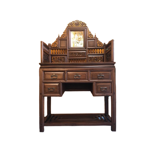 Chinese Mid Century Kast Van Rozen Hout Met Spiegel 1