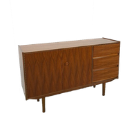 Teak Fineer Dressoir Met Ronde Knop En Lades