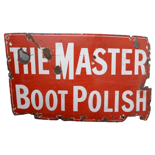 Oud Emaille Reclamebord Master Boot Polish