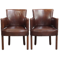Geweldige Set Van 2 Cognac Kleurige Rundleren Ralph Lauren Design Eetkamerstoelen