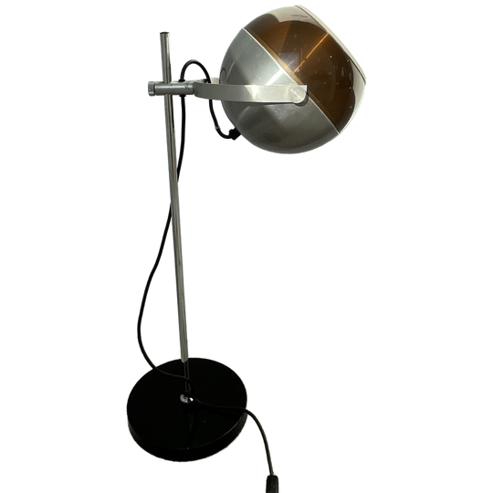 Vintage Dijkstra Eyeball Tafellamp Space Age, Jaren '70 Metaal & Mokka 1