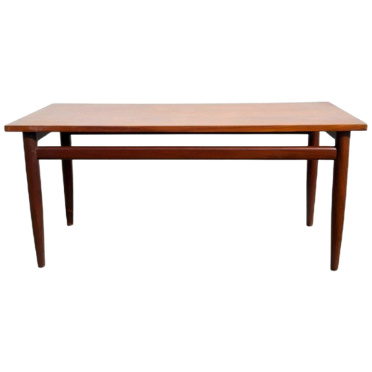 Mid-century Salontafel Teakhoutfineer Blad, Massief Teakhout 1
