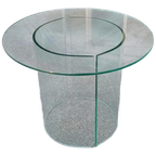 Vintage Postmodern Glazen Bijzettafel, Rond thumbnail 1
