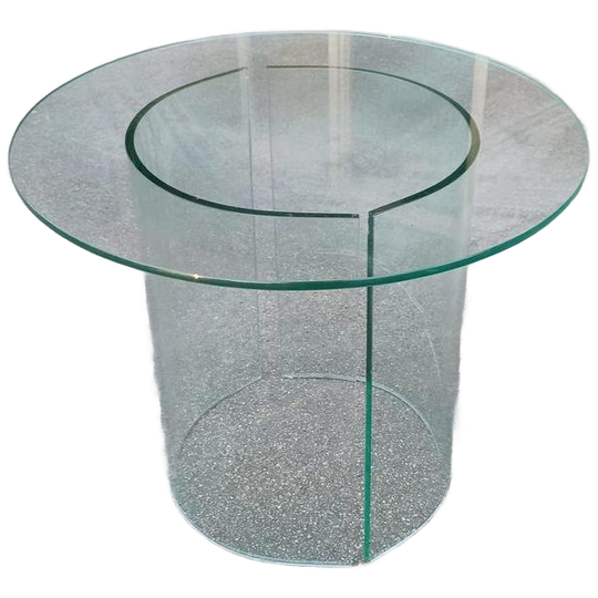 Vintage Postmodern Glazen Bijzettafel, Rond 1